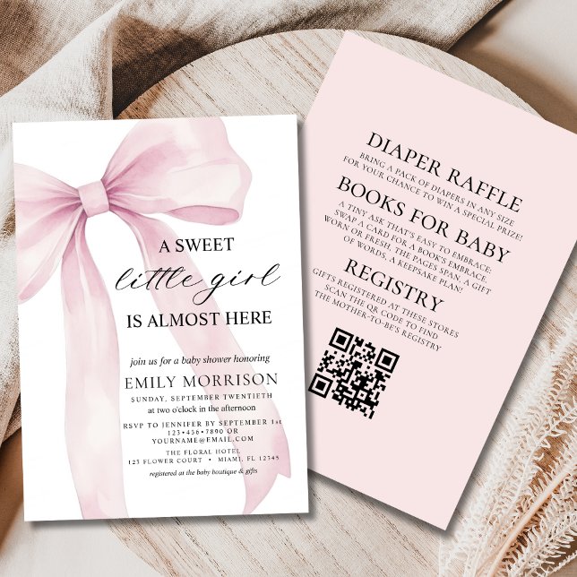 Allt i en Rosa Bow Sweet Little Girl Baby Shower Inbjudningar (Skapare uppladdad)