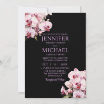 Allt i en Rosa Orchids Black Wedding-inbjudan