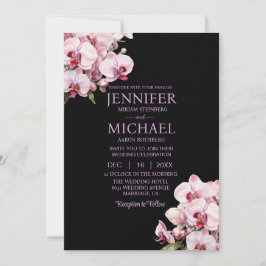 Allt i en Rosa Orchids Black Wedding-inbjudan Inbjudningar