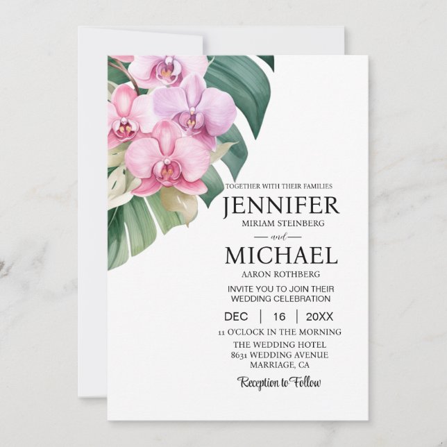 Allt i en Rosa Orchids bröllopsinbjudningar Inbjudningar (Framsida)