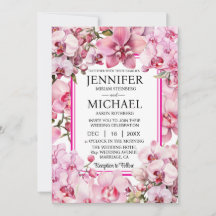 Allt i en Rosa Orchids bröllopsinbjudningar