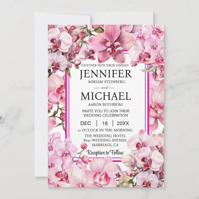 Allt i en Rosa Orchids bröllopsinbjudningar Inbjudningar (Framsida)