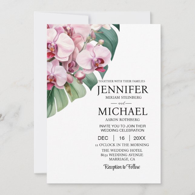 Allt i en Rosa Orchids bröllopsinbjudningar Inbjudningar (Framsida)