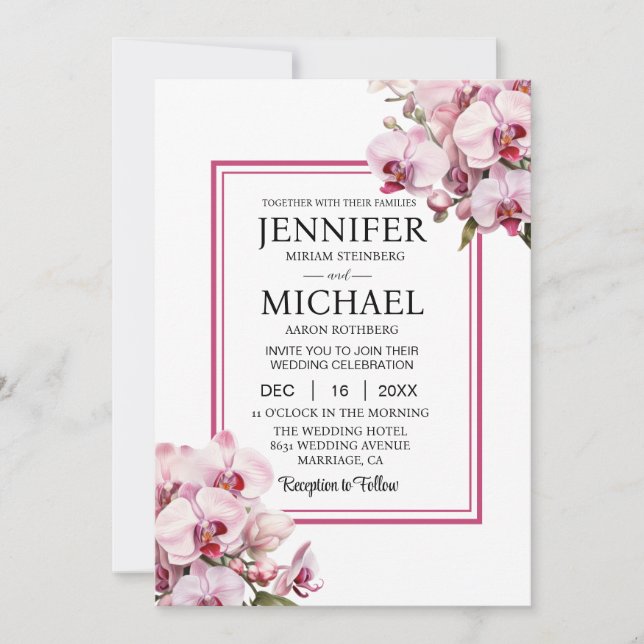 Allt i en Rosa Orchids bröllopsinbjudningar Inbjudningar (Framsida)