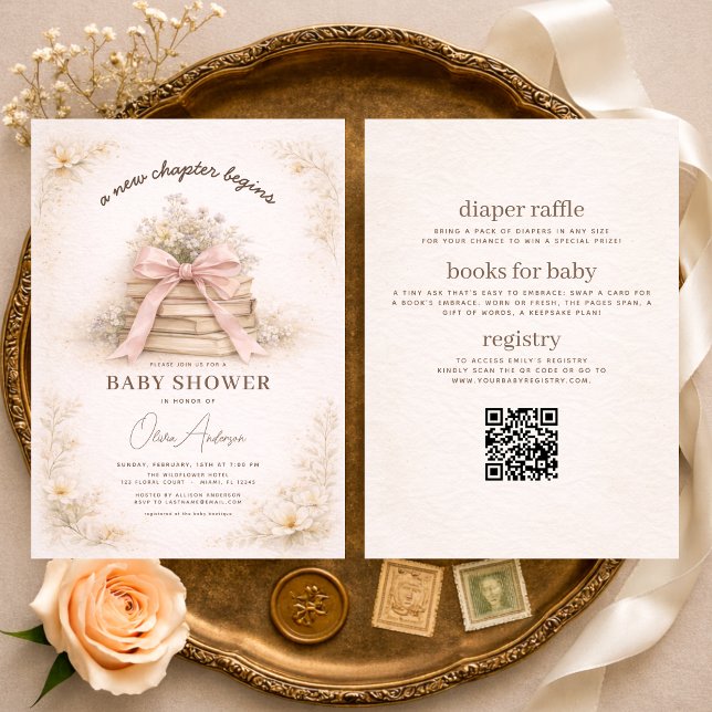 Allt i en rosa slinga Nytt kapitel börjar Babyfira Inbjudningar (Skapare uppladdad)