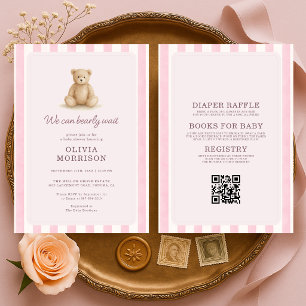 Allt i en rosa teddybjörn-babyshower inbjudningar