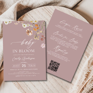 Allt i en Rosa Wildblomma Baby i Bloom Shower Inbjudningar