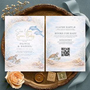 Allt i en Sea You Soon Baby Shower för par Inbjudningar