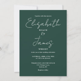 Allt i en smaragdgrön minimalistisk elegant bröllo inbjudningar