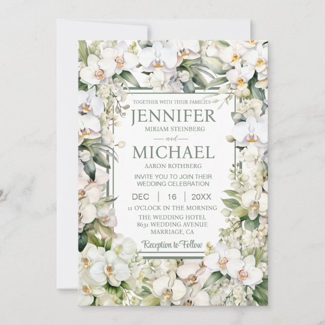 Allt i en vit Orchds bröllopsinbjudan Inbjudningar (Framsida)