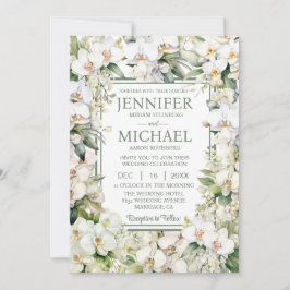 Allt i en vit Orchds bröllopsinbjudan Inbjudningar