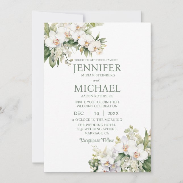 Allt i en vit Orchds bröllopsinbjudan Inbjudningar (Framsida)