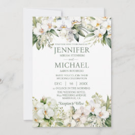 Allt i en vit Orchds bröllopsinbjudan Inbjudningar