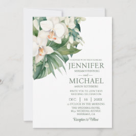 Allt i en vit Orchds bröllopsinbjudan Inbjudningar