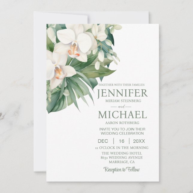 Allt i en vit Orchds bröllopsinbjudan Inbjudningar (Framsida)