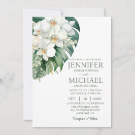 Allt i en vit Orchds bröllopsinbjudan Inbjudningar