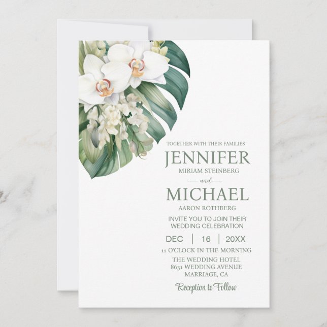 Allt i en vit Orchds bröllopsinbjudan Inbjudningar (Framsida)