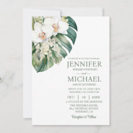 Allt i en vit Orchds bröllopsinbjudan Inbjudningar