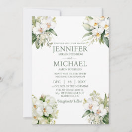 Allt i en vit Orchds bröllopsinbjudan Inbjudningar