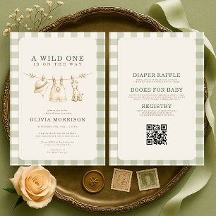 Allt i en Wild One Safari Jungle Baby Shower Inbjudningar