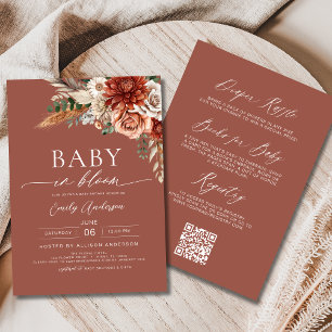 Allt i en Wildblomma Baby i Bloom Autumn Shower Inbjudningar