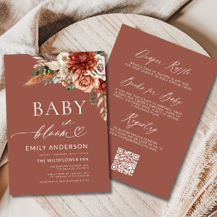Allt i en Wildblomma Baby i Bloom Autumn Shower Inbjudningar
