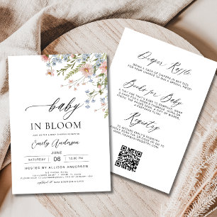 Allt i en Wildblomma Baby i Bloom Baby Shower Inbjudningar