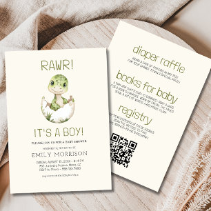 Allt i ett är det en Boy Dinosaur Baby Boho Shower Inbjudningar