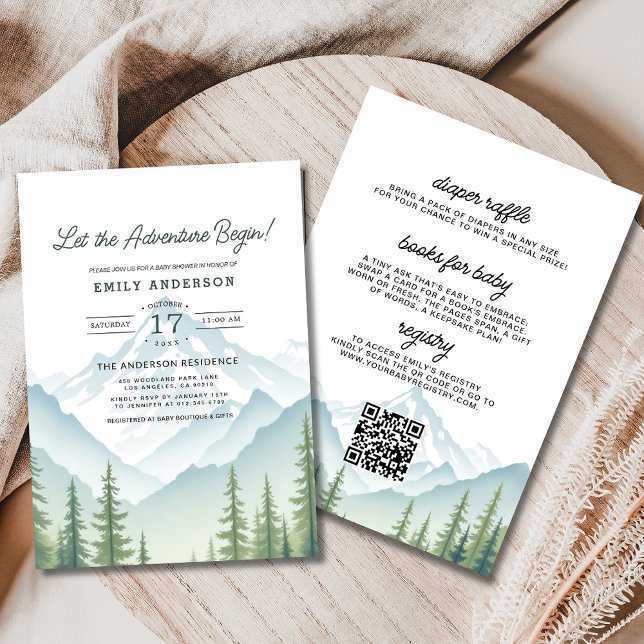 Allt i ett Äventyr börjar Woodland Baby Shower Inbjudningar (Skapare uppladdad)