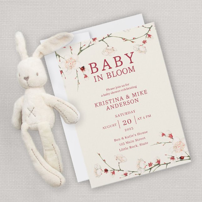 Allt i ett Baby i bloom QR-kodvisning för QR Inbjudningar (Skapare uppladdad)