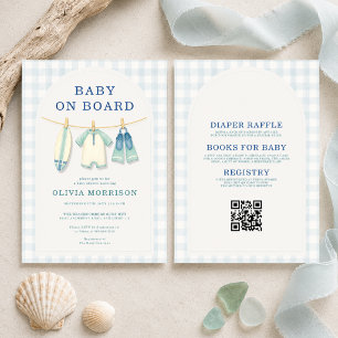 Allt i ett Baby på väg Klädstreck Baby Shower Inbjudningar