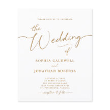 Allt i ett budget gyllene kalligrafi bröllopsinbju