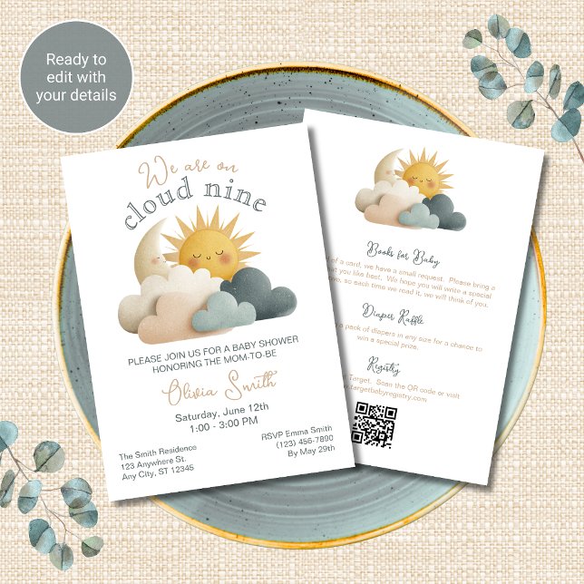 Allt i ett Cloud Nine Baby Shower Inbjudan (Skapare uppladdad)