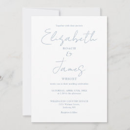 Allt i ett dammigt blått minimalistiskt elegant br inbjudningar