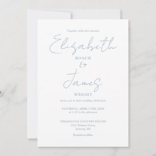 Allt i ett dammigt blått minimalistiskt elegant br inbjudningar