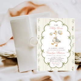Allt i ett dumma gås rosa grön baby shower inbjudningar