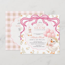 Allt i ett dumma gås rutig band baby shower inbjudningar