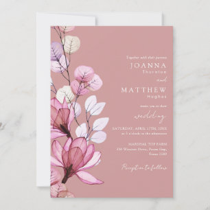 Allt i ett genomskinligt blomster- Dusty Rose bröl Inbjudningar