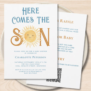 Allt i ett Här kommer sonen Baby Boy Shower Inbjudningar