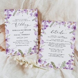 Allt-i-ett Lavender Wildblommor Bröllop Inbjudningar
