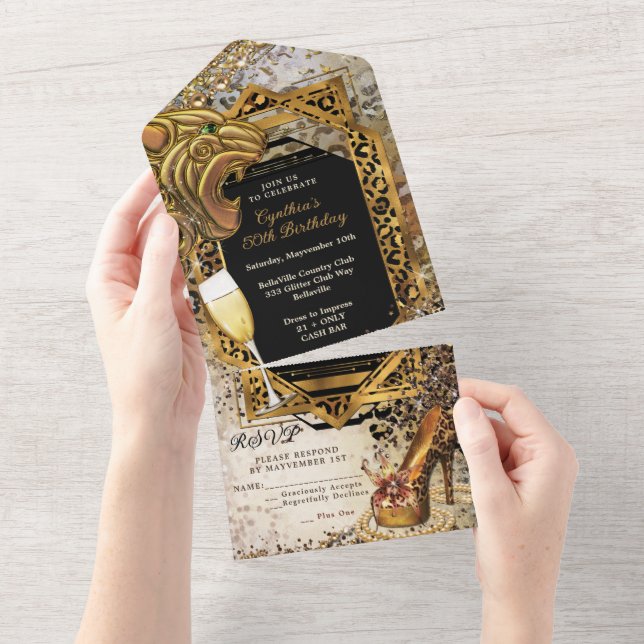 ALLT I ETT Leopard Glam Inbjudan Design (Avrivbar del)