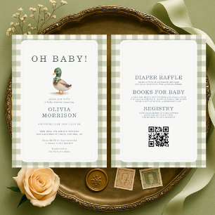Allt i ett Mallard Anka Oh Baby Baby Shower Inbjudningar