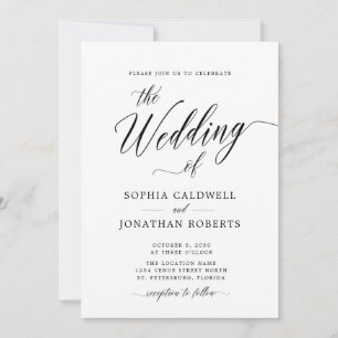 Allt i ett med Detaljer Modern Calligraphy Bröllop Inbjudningar