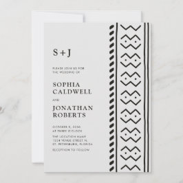 Allt i ett Modern Boho Mudcloth Monogram Bröllop I Inbjudningar