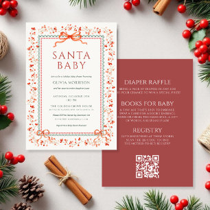 Allt i ett QR-kod Santa Baby Baby Shower Inbjudningar
