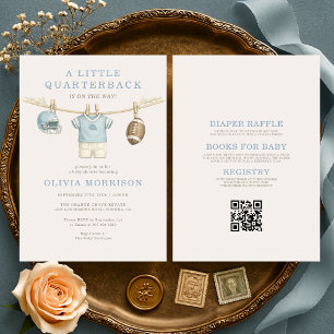 Allt i ett Quarterback-fotboll Baby Shower Inbjudningar