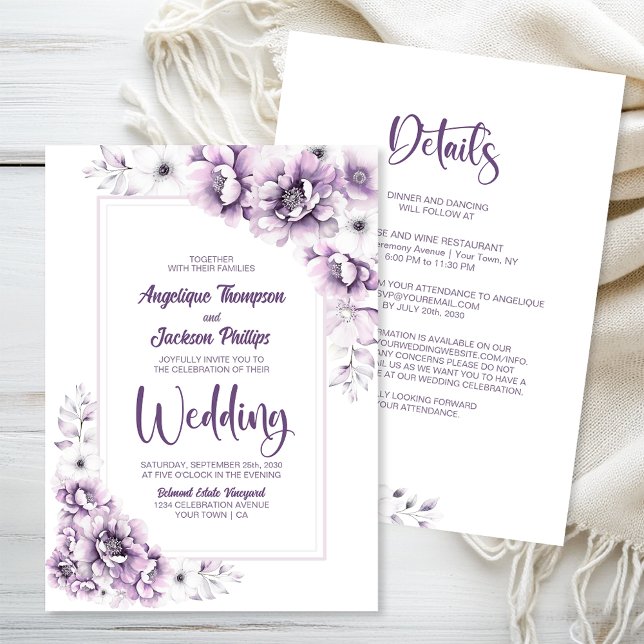 Allt i ett rosa blommigt bröllop inbjudningar (Skapare uppladdad)