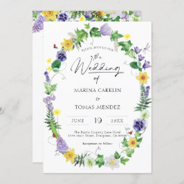 Allt i ett | Rustic Wildblomma Bröllop Inbjudningar