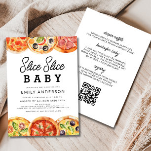 Allt i ett segment i Baby Pizza Baby Shower Inbjudningar