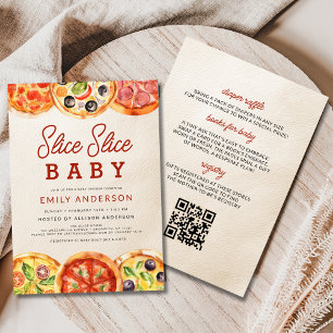 Allt i ett segment i Baby Pizza Baby Shower Inbjudningar